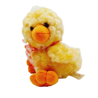 Dan Dee Plush Duck Chick Yellow Stuffed Animal Easter Gingham Bow 9'' Dandee 