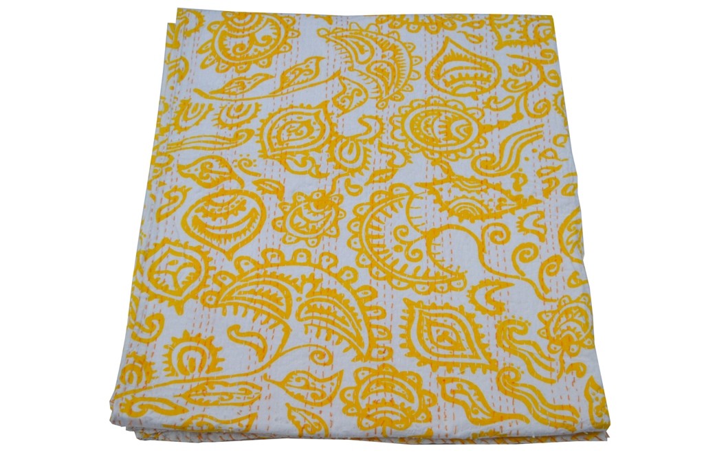 Kantha Trapunte Copriletto indiano fatto a mano Paisley Cotone Kantha