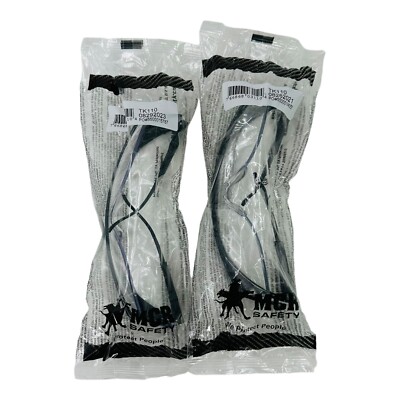 2 Pair MCR Safety Safety Glasses Clear Lens Ratcheting Temples Black Frame TK110