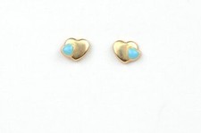14k yellow gold earrings heart enamel