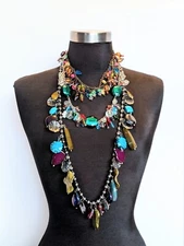 Vintage 3 Charm Style Art Glass Necklaces Treska Murano Italian Great Condition 