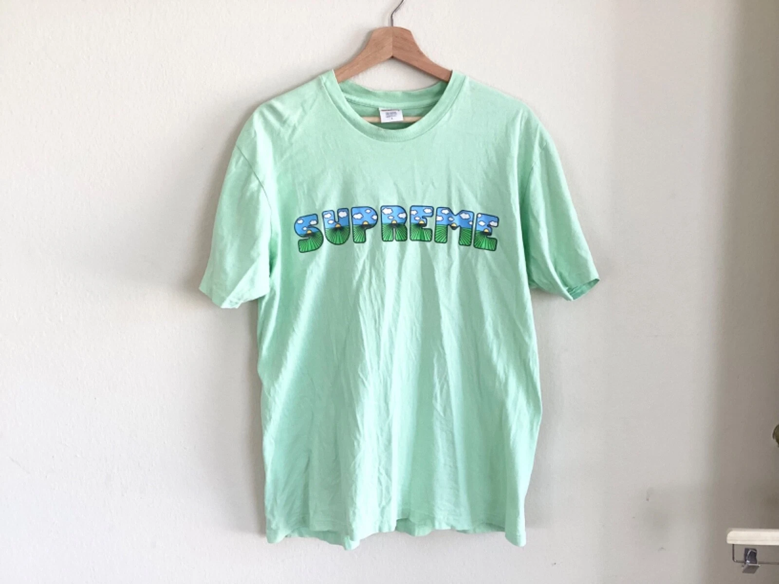 (L) Tee shirt vert Supreme Shxt 2016SS comme neuf