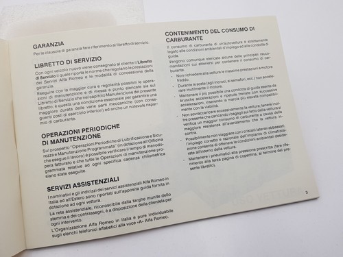 Manual Del Propietario Coche Época Alfa Romeo Giulietta 2000 Turbo Diesel '84 - Imagen 8 de 24