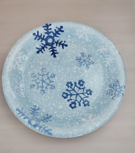 Set of 4 Target 2003 Blue Snowflake Winter Earthenware Salad Plates by Home - Picture 4 of 16