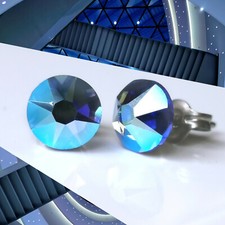  Blue Sapphire AB Effect 6.5mm Stud Earrings. Made with Nickel Free Titanium.