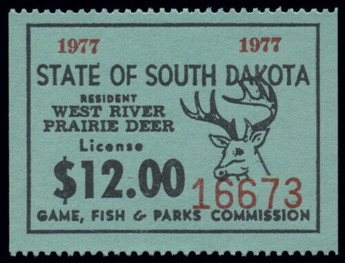 South Dakota — SD-DWP12 1977 West River Prairie Deer (resident) - Afbeelding 1 van 1