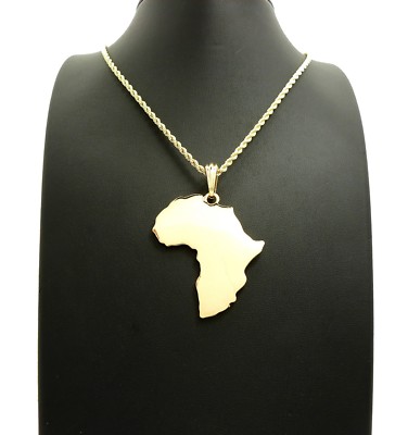 NEW AFRICA PENDANT & 24'' BOX/CUBAN/ROPE CHAIN HIP HOP NECKLACES - XSP647