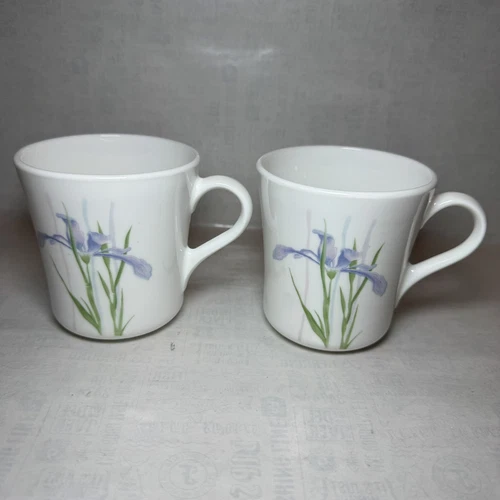 Set of 2 Vintage Corning Corelle Shadow Iris Pastel Coffee/Tea Cups Mugs.