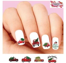 Waterslide Nail Decals Set of 20 - Red Merry Christmas Tree Truck Assorted