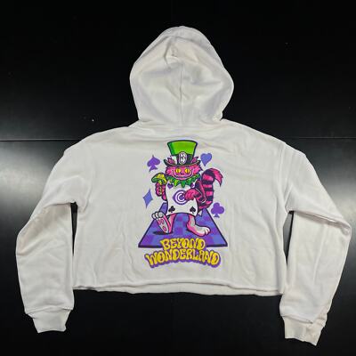 Insomniac Beyond Wonderland Cheshire Cat Cropped Pullover Hoodie Women s Sz S