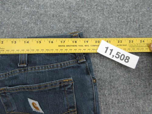 Pantalones de mezclilla Carhartt para hombre 38x32 azul relajado lavado oscuro ropa de trabajo (ACT. 38x31) - Imagen 10 de 12