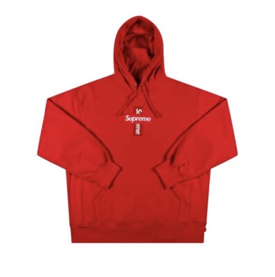 Supreme Cross Box Logo Hoodie Red Size Medium Black White Bogo