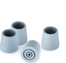 Heavy Duty Rubber Walker Tips - 1-1/8" Gray Replacement Tips, 4 Pack