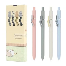 Ddaowanx Gel Pens, 4 Pcs 0.5mm Quick Dry Black Ink 4 Pcs Morandi Cat-Black Ink