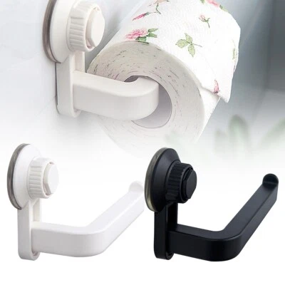 Toilet Roll Holder Stand Tissue Suction Cup Wall Mounted Bathroom Towel Storage