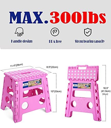 Acko Folding Step Stool - 13 inch Height Premium Heavy Duty Foldable Stool for - Picture 4 of 7