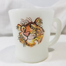 3" ANCHOR HOCKING Fire King Esso Tiger Exxon Milk Glass Coffee Mug
