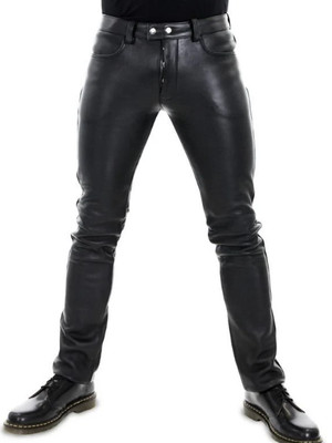 Herren Echt Schafsleder Hose für Männer Biker Hose Stylische Slim Fit Hose