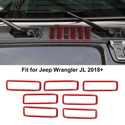  7PCS Front Hood Air Vent Inlet Cover Trim Decors for Wrangler JL JT 2018-23 Red