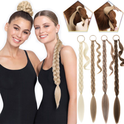 34'' Long Braids Ponytail Extensions Real As Human Hair Thick Pony tail Natural