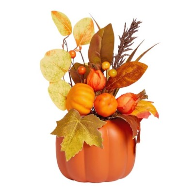 Kürbis Topfpflanzen Herbstblätter künstlicher Erntetopf Tisch Faux Wohndeko