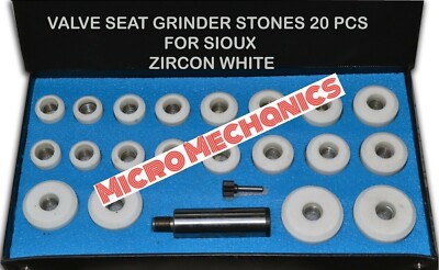 SIOUX VALVE SEAT GRINDER STONES ZIRCON WHITE 20 PCS + HOLDER KIT 80 GRIT