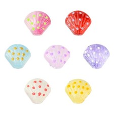 14x Lampwork Glass Seashell Beads Scallop Shell Beads Dot for Making Jewelry DIY