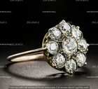 2 CT Moissanite Cluster Flower Vintage Wedding Ring 14K Yellow Gold Plated SZ 6