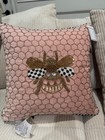 Mackenzie Childs Queen Bee PINK square beaded throw pillow 18" NEW with tags! — photo 7