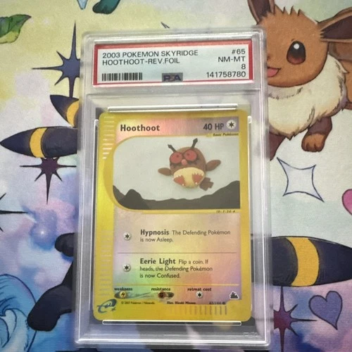 2003 Pokemon TCG Hoothoot Skyridge 65/144 Reverse Holo EN PSA 8
