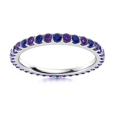 Full Eternity Round Amethyst Blue Sapphire 925 Sterling Silver Women Ring