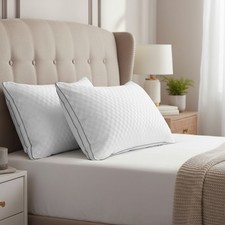 Queen Size Luxury Gusseted Pillows Set of 2 - 18"x28", Fluffy Comfort for All...