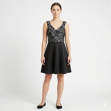 Womens Fit and Flare Dress Small Black Lace Skater LBD - Unbranded (Tag Missing)