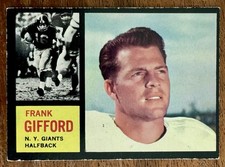 1962 Topps Football #104 Frank Gifford HOF New York Giants 💥Centered💥