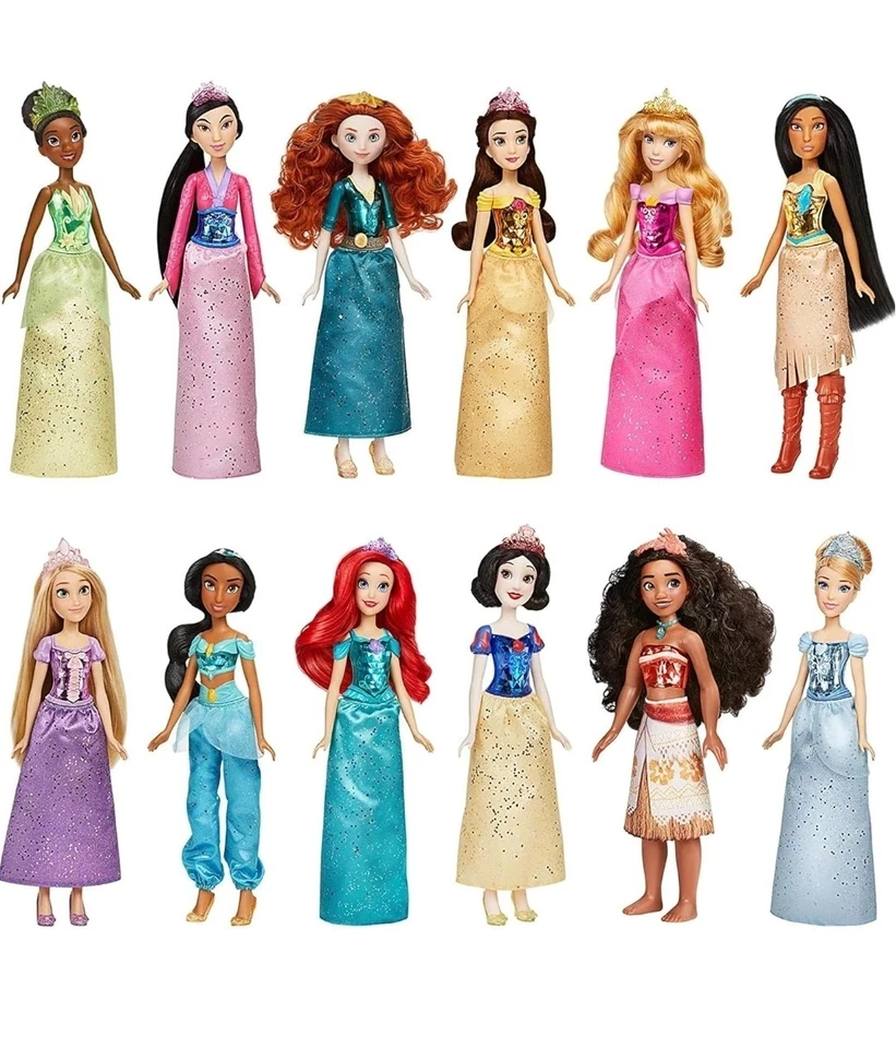 Disney Princess Royal Collection Set of 12 Shimmer Dolls Jasmine Rapunzel Ariel - Image 2 of 4