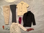 Mattel Ken Vintage sport shirt & 2 pr of slacks, tux jacket & shirt, slippers