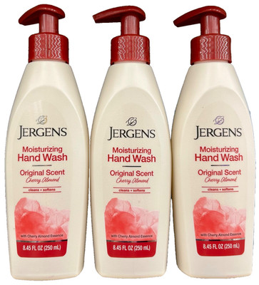 3 Jergens Moisturizing Hand Wash Soap Original Cherry Almond 8.45 oz Pump