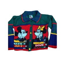 Vintage Mickey's Stuff for Kids Knit Sweater 6X Disney Green Textured 90s
