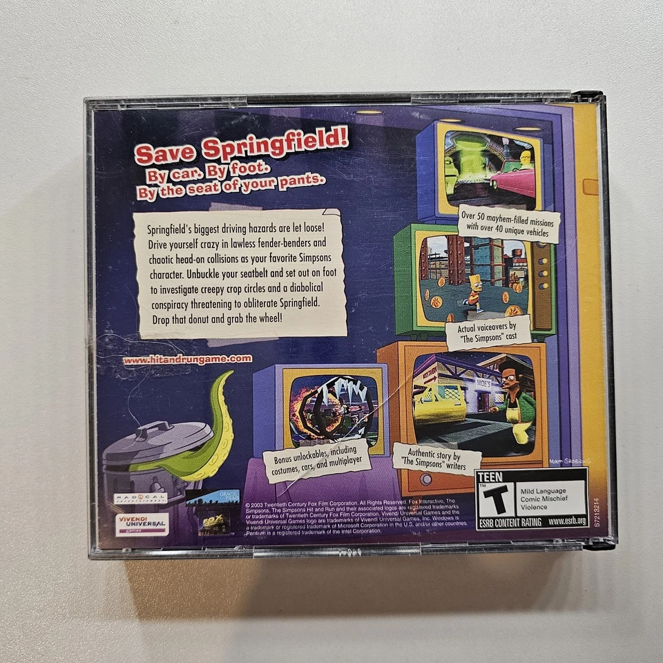 The Simpsons: Hit & Run (PC, 2003) 3 Discs in Case, For Windows  - Image 2 of 4