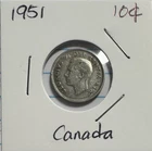 1951 Canada 10 Cents Silver Dime - World Silver Coin