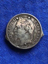 Raro Coltellino Moneta 5 Franchi Argento 1869 Napoleone III - ELOI PERNET France
