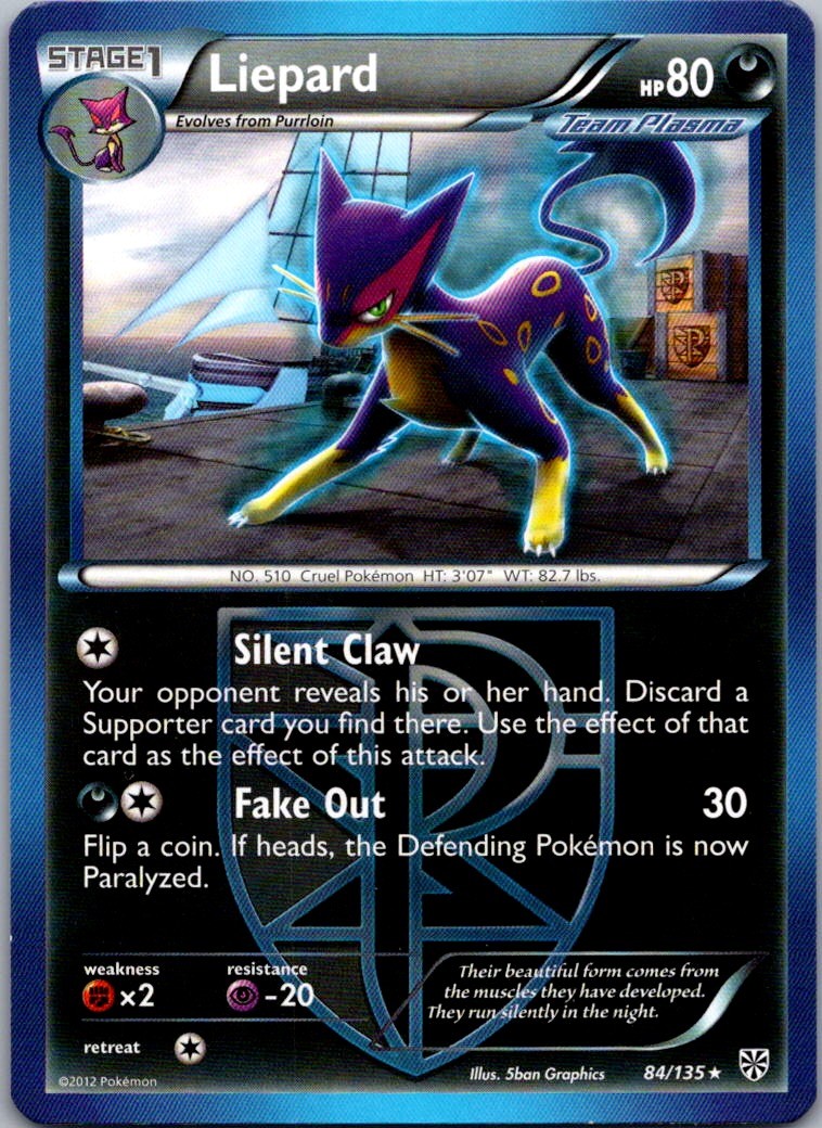 Liepard (Team Plasma) Rare Plasma Storm 84/135 NM
