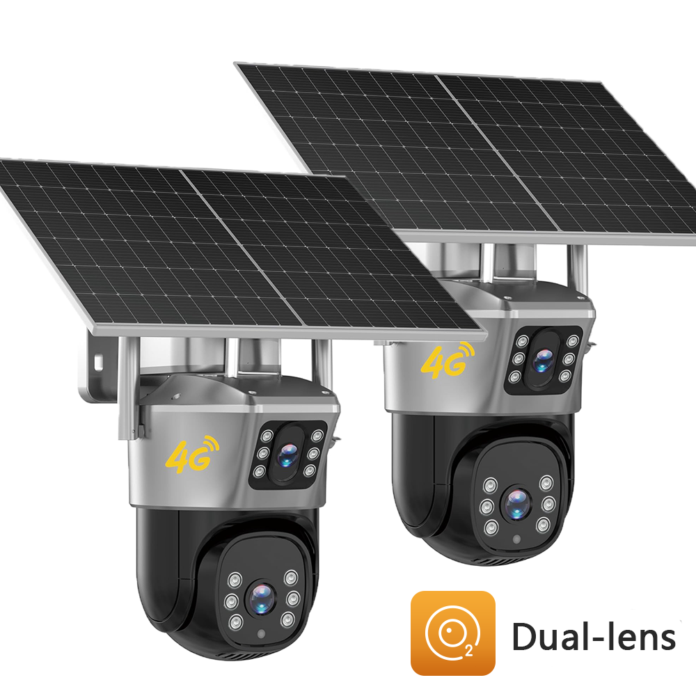 2PCS 4G LTE Cellular Solar Security Camera Wireless Outdoor 2K No WiFi ...