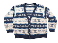 VINTAGE United Colors Of Benetton Cardigan Knit Sweater Men L/XL Blue Italy 90s