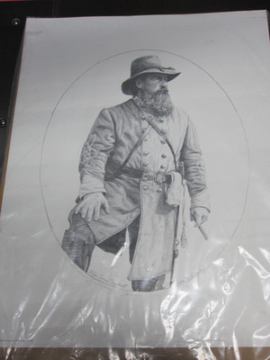 Lt. General James Longstreet Pencil Sketch Print Dale Gallon 17''x 22'' Gettysburg