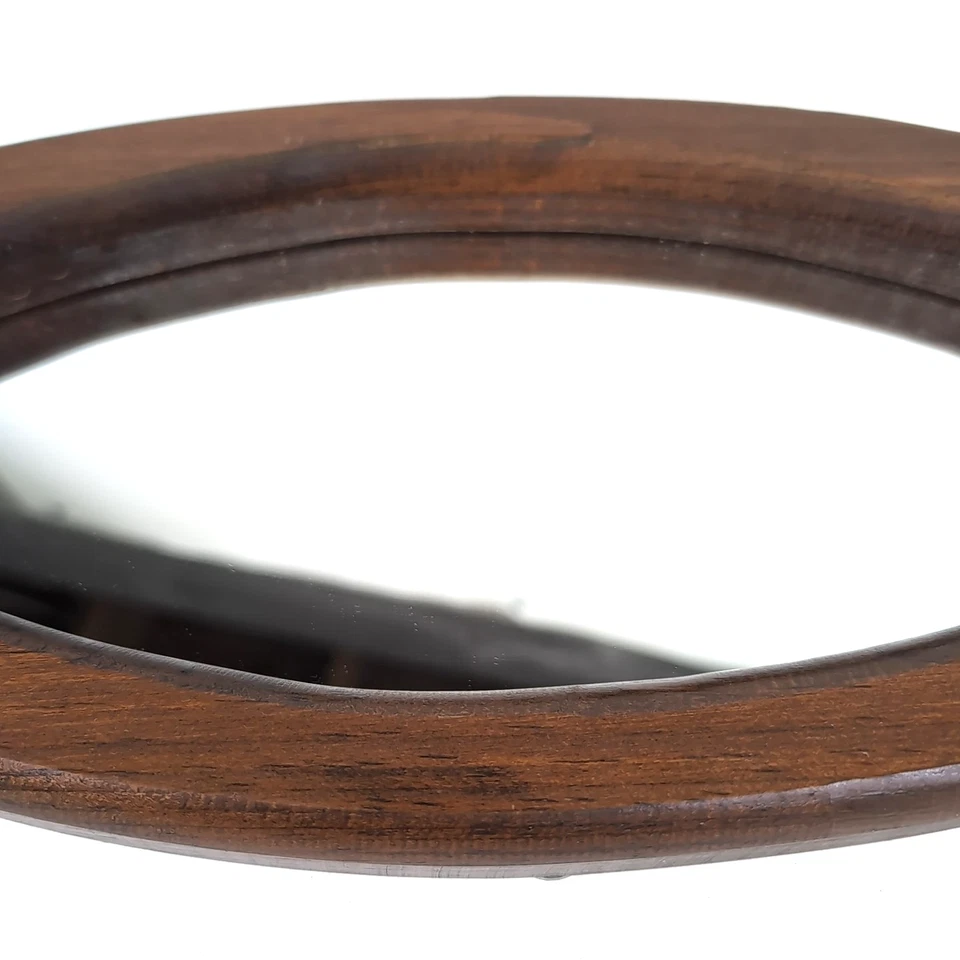 Vintage Wood Oval Mirror Hand Painted Folk Art Floral Daisies Cottage Farmhouse - Image 4 of 4