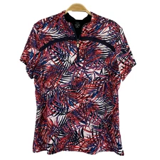 Tail White Label Fauna Print Golf Polo Top Women Size XL Navy Coral Sportswear