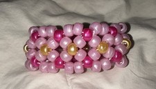Handmade Kandi Cuff X Base Pink And Gold