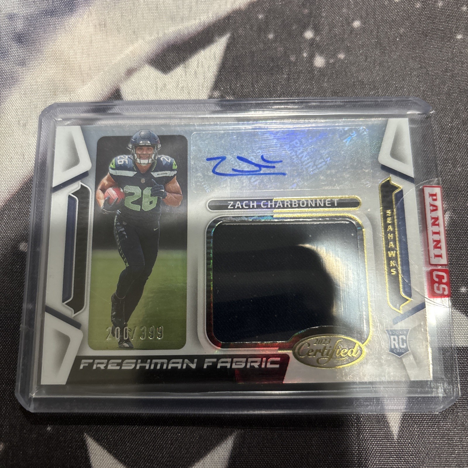 Zach Charbonnet Panini Certified Freshman Fabric Mirror Signature #FFMS40 Base