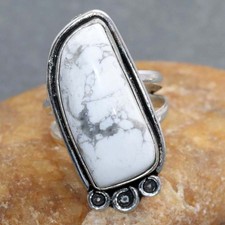 925 Silver Plated Howlite Ring US 6 Best Seller Gift JW